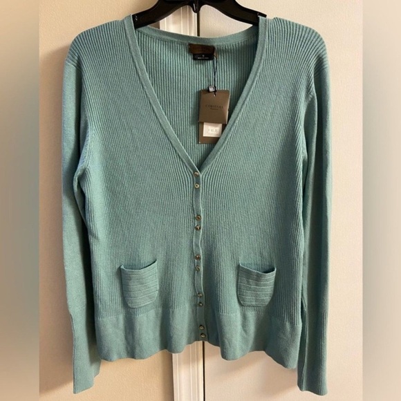 Cortefiel Sweaters - Cortifiels Mint Green Ribbed Cardigan button up Sz 8 NWT